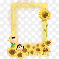 可爱小孩向日葵边框背景