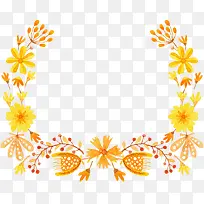 半圆黄色花卉边框