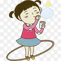 吹泡泡的女孩
