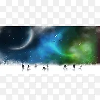星空下的雪地背景