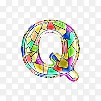 彩色玻璃字母Q