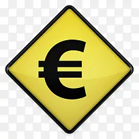 欧元黄色道路标志图标