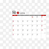 矢量2017年6月带农历日历