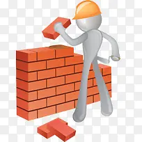砌墙建筑工人