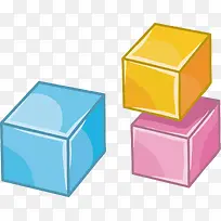 矢量图水彩立方体玩具