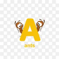可爱蚂蚁字母A免抠素材
