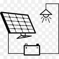 连接到光电池和太阳能电池板图标