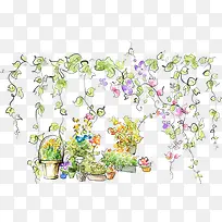 手绘盆栽花卉植物免费下载