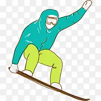 寒冷冬季滑雪的青年
