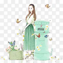 水彩女孩