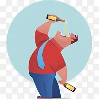 卡通插图喝醉酒的男人