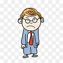 卡通彩绘风格商务男士不知所措沮