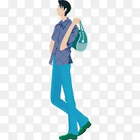 拎包的男人人物侧面