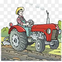 卡通插图农地拖拉机种植