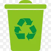 绿色扁平回收垃圾桶
