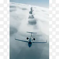云层飞机轨道海报背景