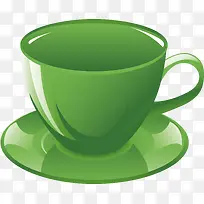 绿色杯子茶具元素