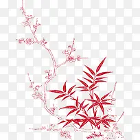 中国风红梅树枝