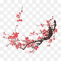 中秋节手绘红梅树枝