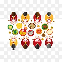 顶视图聚餐