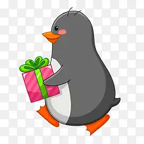抱着礼物的小企鹅