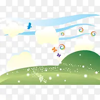 手绘草原矢量图