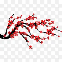 红色中国风手绘樱花