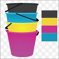 彩色塑料水桶广告背景设计