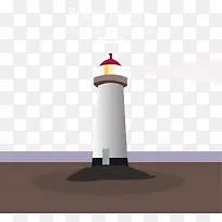 扁平化海边发光灯塔