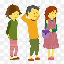 排着队的三个人免抠图