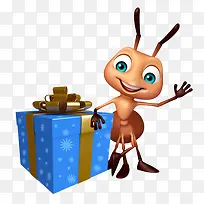 蚂蚁身旁的礼物盒