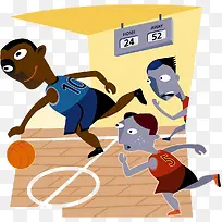 卡通插图篮球比赛记分板