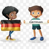 拿着德国国旗的孩子