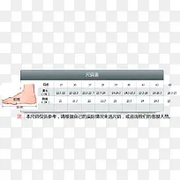 鞋子尺码测量表