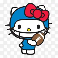 玩着橄榄球保护措施齐全的Hello Kitty