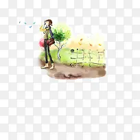 手绘少女