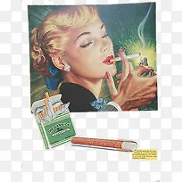 香烟海报抽烟美女