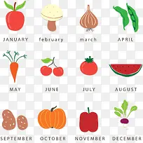 12款四季蔬菜水果矢量素材