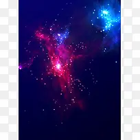 红色蓝色星光宇宙银河合成