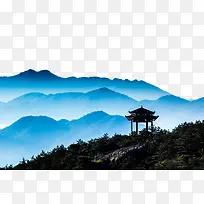 蓝色山川美景