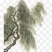 中国风水墨画柳树