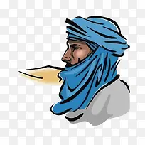 阿拉伯人戴蓝色头巾