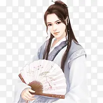 白衣温柔美男古风手绘海报背景
