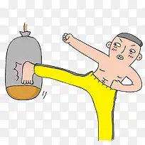 打沙袋的男孩