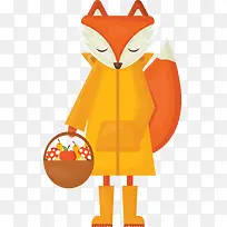 秋天穿雨衣的狐狸
