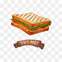卡通画美味三明治汉堡包