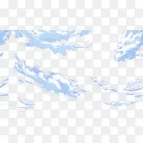 蓝色云朵顶部漂浮