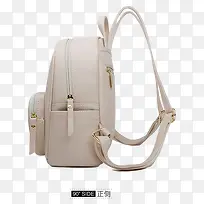韩版双肩包白色菱格包正侧