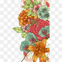 多彩手绘花朵