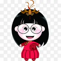 小丸子新娘中式婚礼娃娃PSD图片